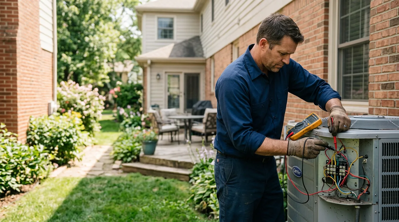 HVAC technician working near Lindsay, OK
